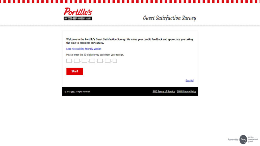 Portillo's Guest Survey at Tellportillos.smg.com